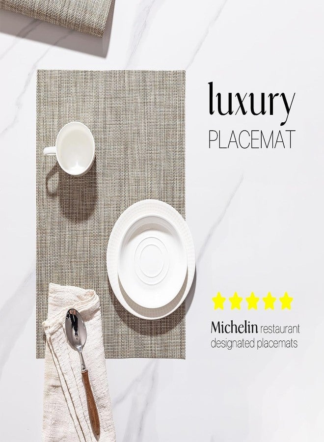 LEXMORE Placemat Set of 4 Vinyl/Plastic Woven Place Mats for Kitchen Table Indoor/Outdoor Washable Placemat Wipeable Dining Table Mats(Caramel) - Image 2