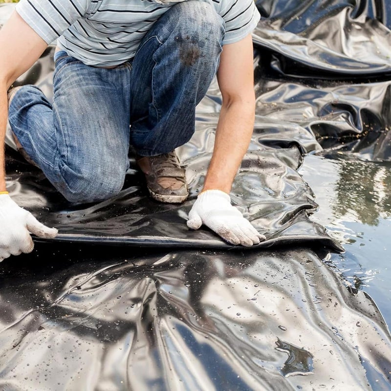 SINGHAL 200 Micron HDPE Pond Liner Sheet Geomembrane Sheet 8ft x 8ft, Heavy Duty Small Garden Backyard Waterfall Lilly Ponds Lining Fabric (Black) - Image 3