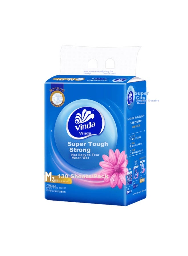 Vinda V2252b Ultra-strong Series Facial Tissue M Size 3-ply 130 Sheets * 3 Packs
