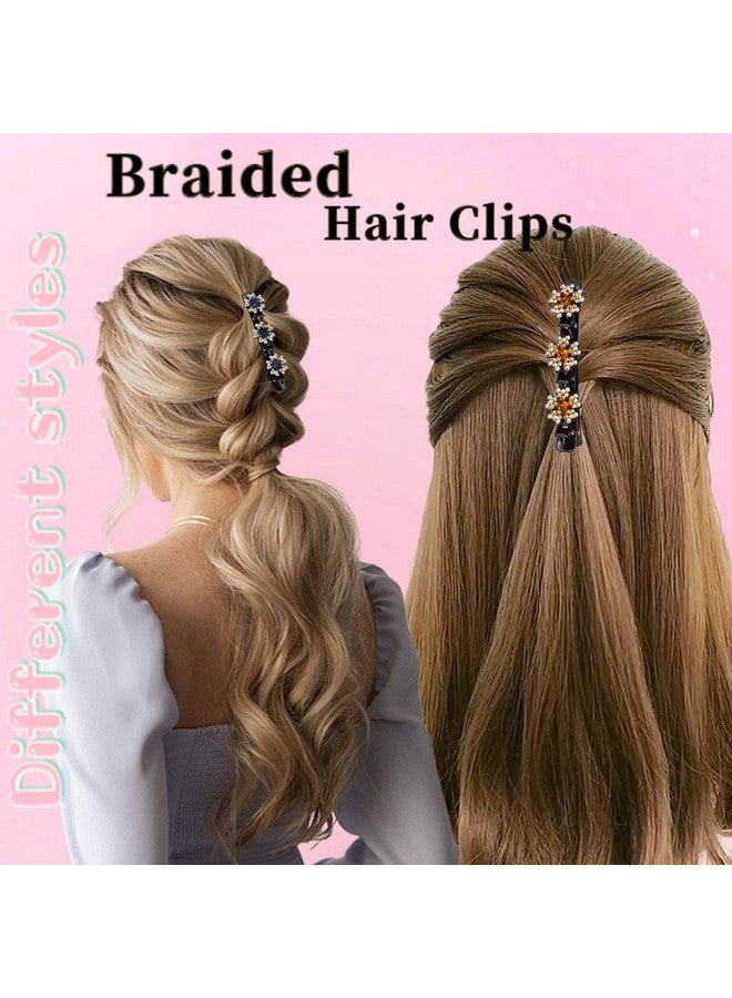Outyua Sparkling Crystal Stone Braided Hair Clips for Women Rhinestone Braided Duckbill Hairpin 4Pcs - Image 4