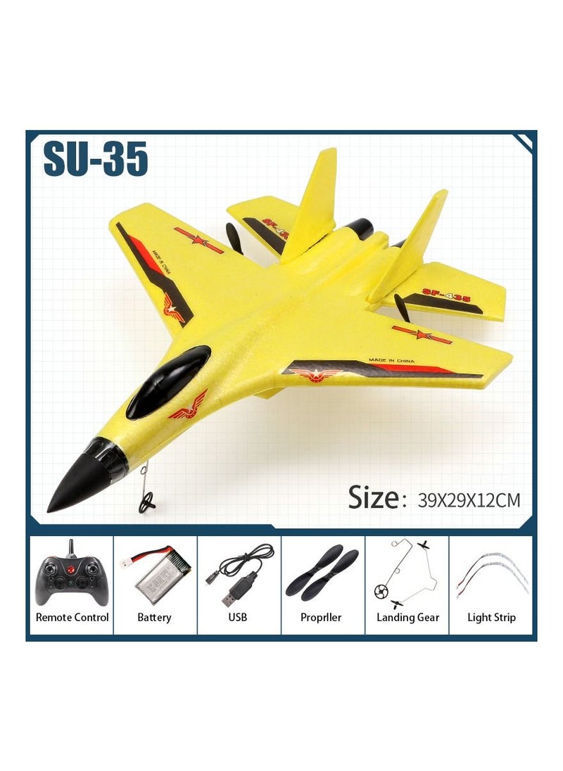 AROAQ RC Foam Aircraft Remote Control Airplane Foam Toys for Children SU35 Sticker Rev Yellow  - Image 1