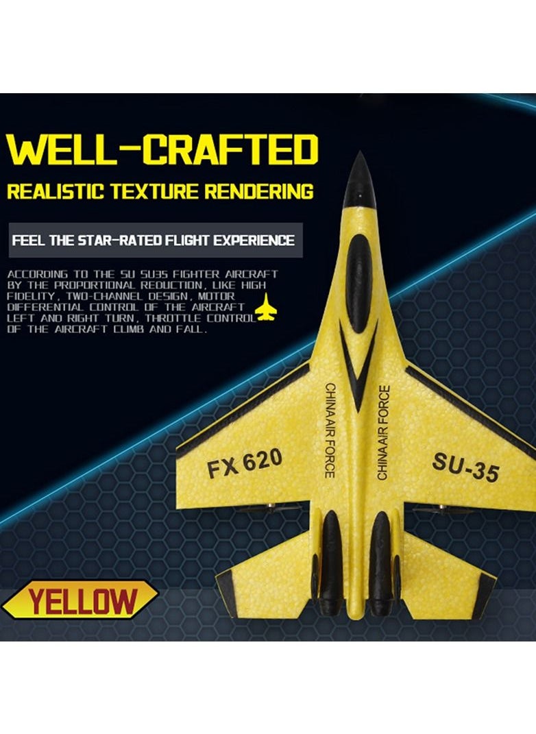 AROAQ RC Foam Aircraft Remote Control Airplane Foam Toys for Children SU35 Sticker Rev Yellow  - Image 5