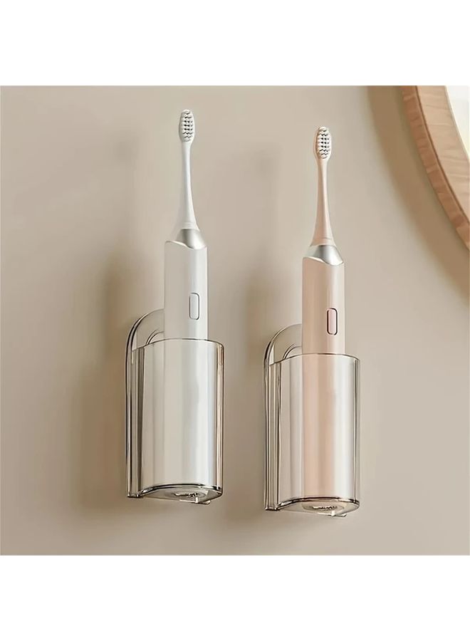 Transparent Self Adhesive Electric Toothbrush Holder Wall Mounted Space Saving Bathroom Organizer - Image 2