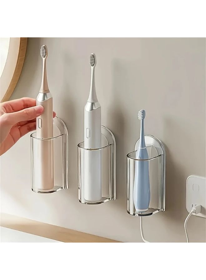 Transparent Self Adhesive Electric Toothbrush Holder Wall Mounted Space Saving Bathroom Organizer - Image 4