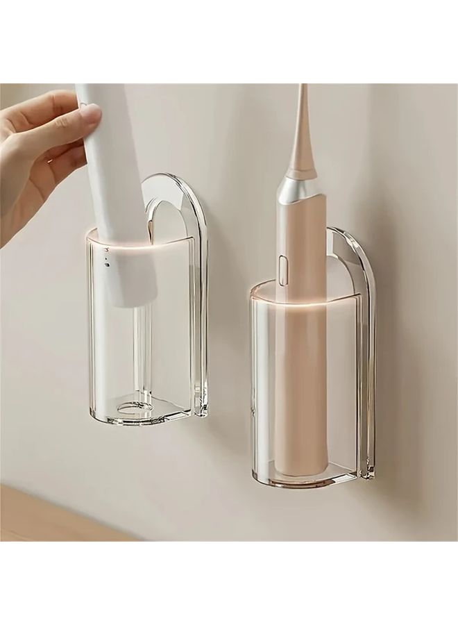 Transparent Self Adhesive Electric Toothbrush Holder Wall Mounted Space Saving Bathroom Organizer - Image 1