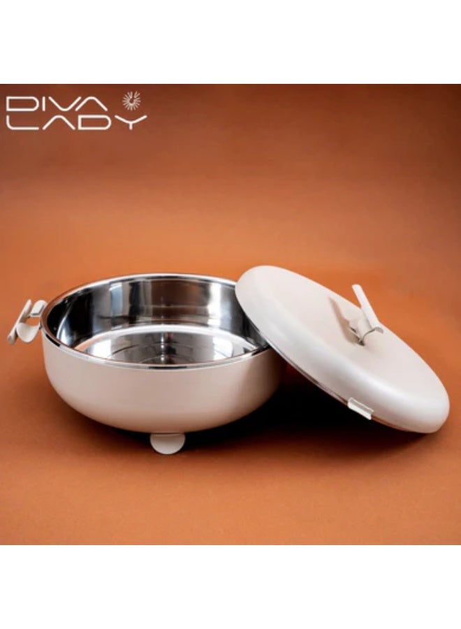 DIVA LADY Elegant Diva Lady Food Warmer – Modern Design in Luxurious Ivory Color – 5L Capacity - Image 3