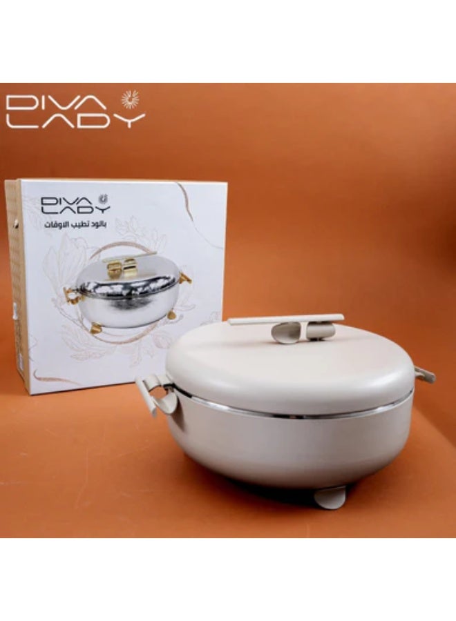 DIVA LADY Elegant Diva Lady Food Warmer – Modern Design in Luxurious Ivory Color – 5L Capacity - Image 2