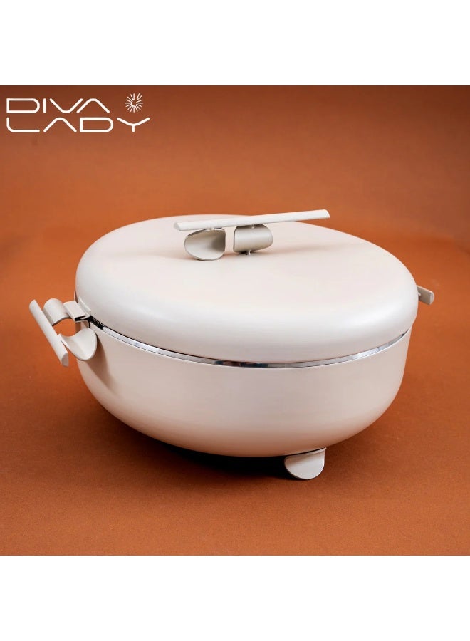 DIVA LADY Elegant Diva Lady Food Warmer – Modern Design in Luxurious Ivory Color – 5L Capacity - Image 1