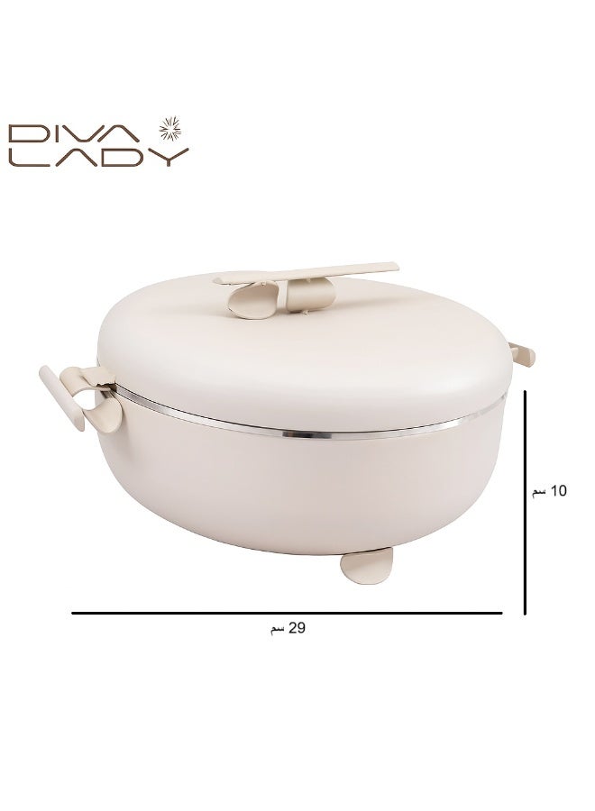 DIVA LADY Elegant Diva Lady Food Warmer – Modern Design in Luxurious Ivory Color – 5L Capacity - Image 4