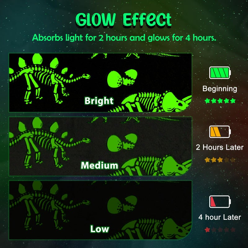 Levens Dinosaur Toys Gifts for Kids Boys - Dino Glow in The Dark Blanket Best Birthday Christmas Valentines Easter Presents for Girls Toddler Age 1 2 3 4 5 6 7 8 9 10 Years Old Child Teen Soft Throw 50""x60"" - Image 3