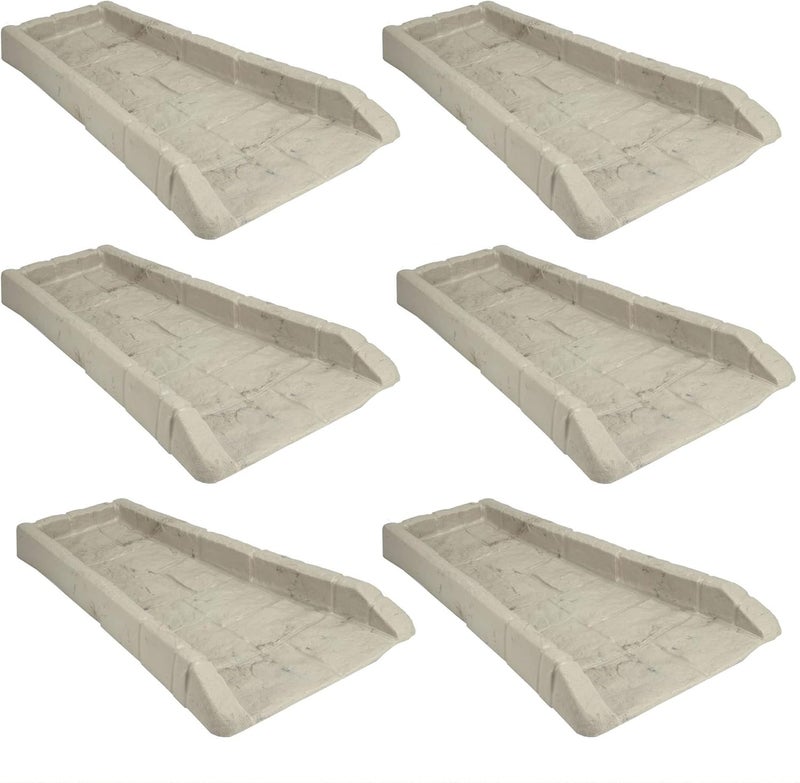 suncast Durable Decorative Rain Gutter Downspout Erosion Prevention, Water Guard Diverter Catch Basin Tray Splash Block, Light Taupe (6 Pack) - Image 1