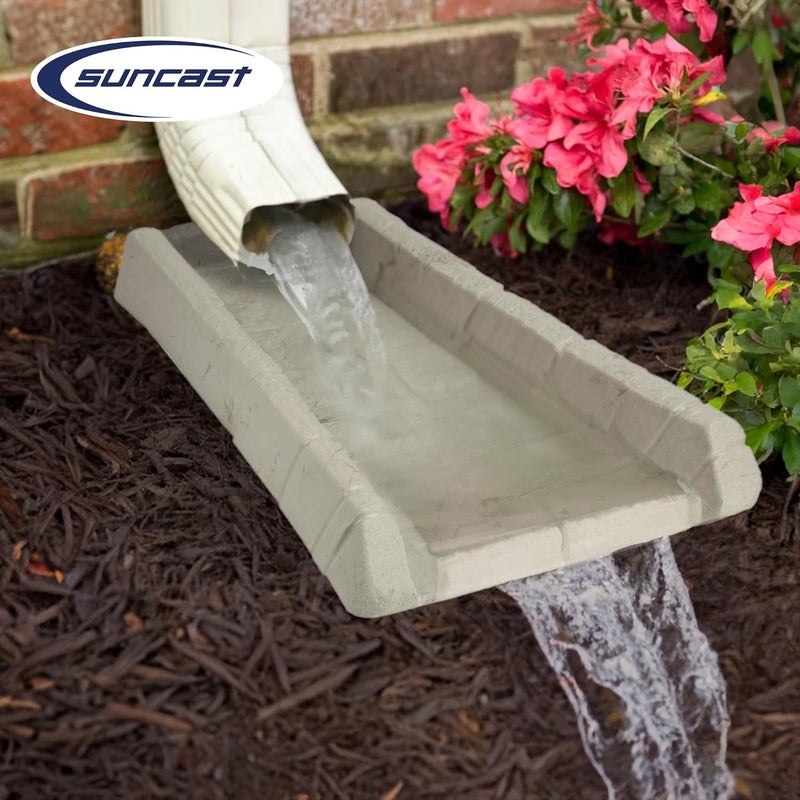 suncast Durable Decorative Rain Gutter Downspout Erosion Prevention, Water Guard Diverter Catch Basin Tray Splash Block, Light Taupe (6 Pack) - Image 5