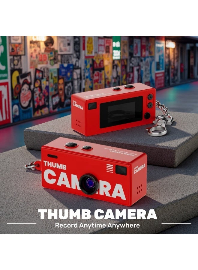 نييكام كاميرا صغيرة بتصميم ريترو بدقة 1080P HD - مسجل فيديو رقمي محمول مع ميدالية مفاتيح، شاشة LCD مقاس 0.96 بوصة، عدسة بزاوية واسعة 130 درجة، وإضاءة مدمجة - تشمل بطاقة ذاكرة 32 جيجابايت - كاميرا جيب لمدونات الفيديو (Vlog) للأطفال والمراهقين والسفر (لون أحمر) - Image 2
