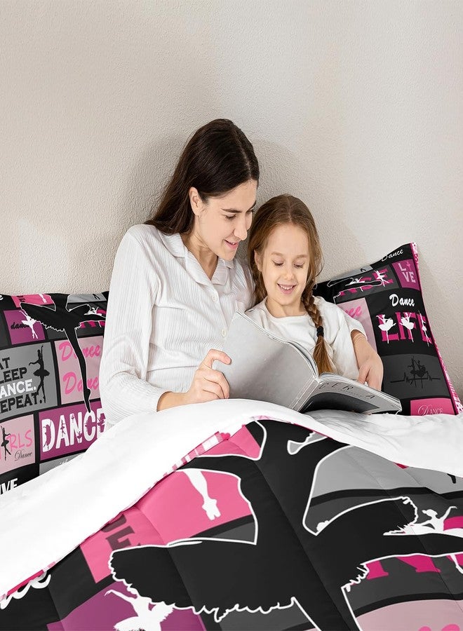 Man Fei Manfei Dance Comforter Set Full Size, Ballet Dance Theme Quilt Set with 2 Pillowcases, Ballet Princess Dancer Bedding Set 3pcs for Kids Girls Bedroom Decor, Abstract Art Duvet Insert - Image 2