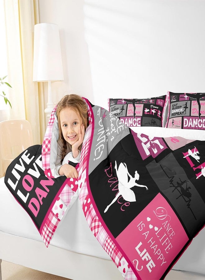Man Fei Manfei Dance Comforter Set Full Size, Ballet Dance Theme Quilt Set with 2 Pillowcases, Ballet Princess Dancer Bedding Set 3pcs for Kids Girls Bedroom Decor, Abstract Art Duvet Insert - Image 3