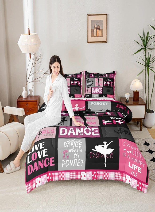 Man Fei Manfei Dance Comforter Set Full Size, Ballet Dance Theme Quilt Set with 2 Pillowcases, Ballet Princess Dancer Bedding Set 3pcs for Kids Girls Bedroom Decor, Abstract Art Duvet Insert - Image 1