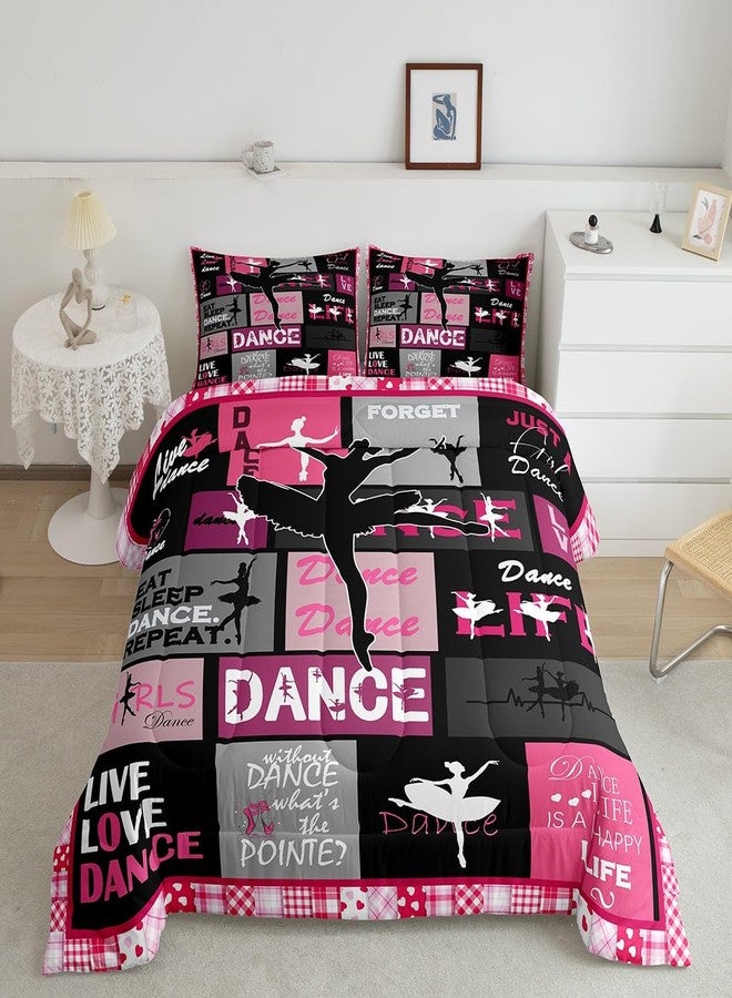 Man Fei Manfei Dance Comforter Set Full Size, Ballet Dance Theme Quilt Set with 2 Pillowcases, Ballet Princess Dancer Bedding Set 3pcs for Kids Girls Bedroom Decor, Abstract Art Duvet Insert - Image 5