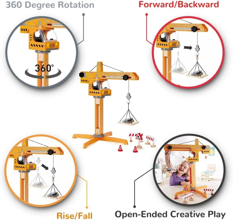 Hape Hape Crane Lift, Orange, E3011, 10 Pieces