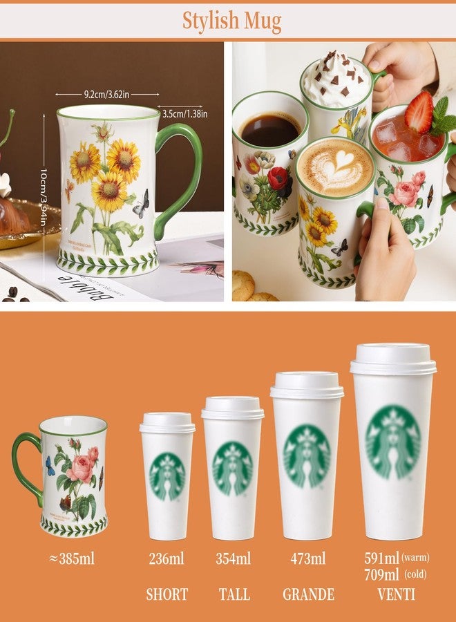 ACMLIFE Coffee Mug Set of 4, Gift for Women, Ceramic Mug Set Large Capacity Porcelain Spring Mug Cups Dishwasher & Microwave Safe, Gift for Mother's Day, Mom, Birthdays and Christmas (All Floral) - Image 5