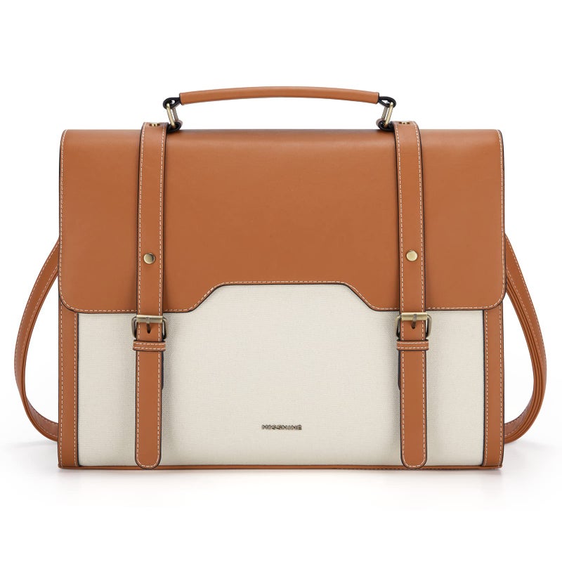 Missnine Laptop Bag 15.6 inch Canvas Messenger Bag for Women Professional Work Bag Shoulder Bag Travel, Office, Business - Image 1