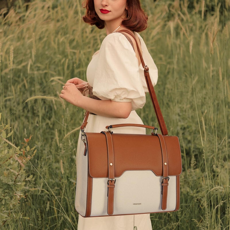 Missnine Laptop Bag 15.6 inch Canvas Messenger Bag for Women Professional Work Bag Shoulder Bag Travel, Office, Business - Image 4