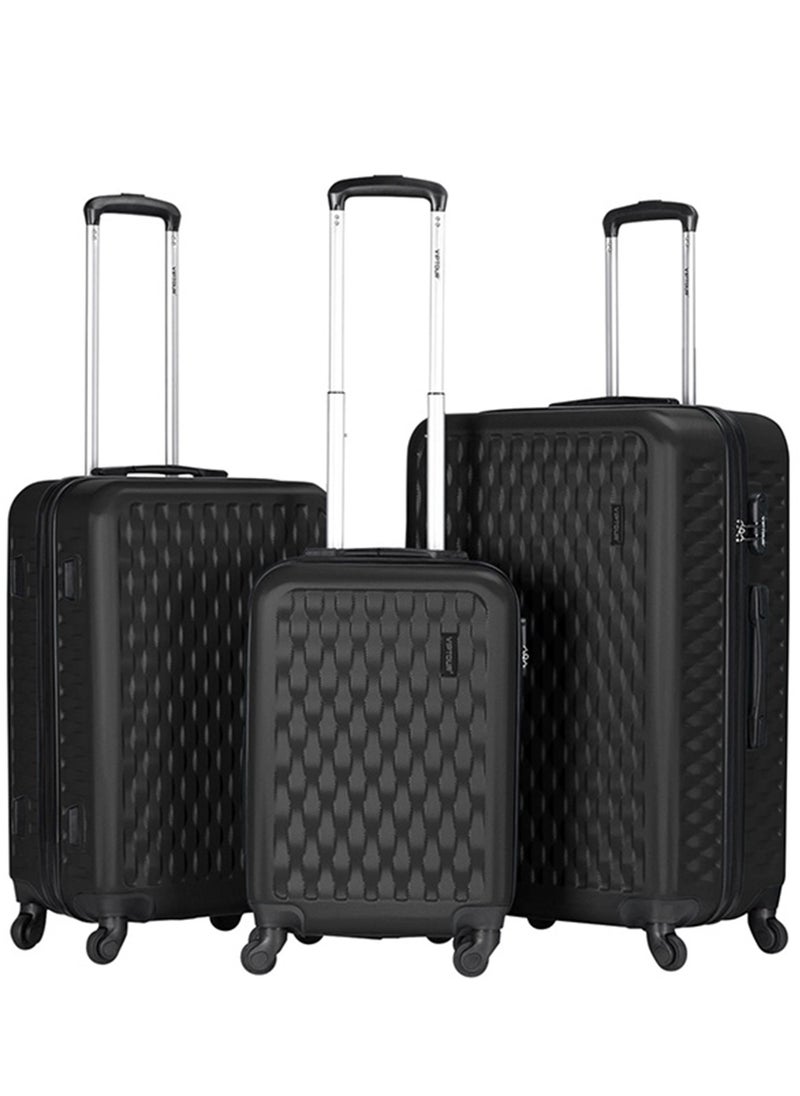 VIPTOUR - 3-Piece ABS Hardside Trolley Luggage Set Spinner Wheels with Number Lock 20/24/28 Inches Black - Image 1