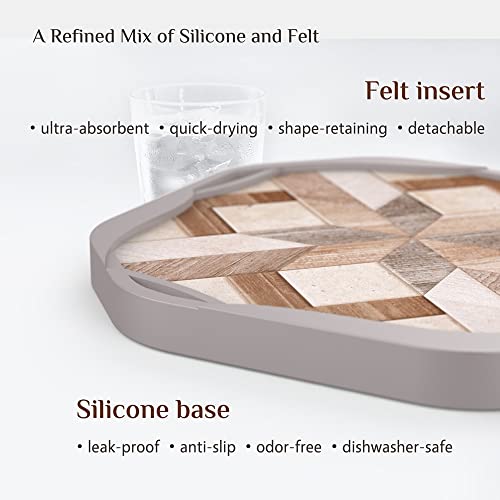 UMIRRO Absorbent Felt Coasters for Drinks, Rustic Farmhouse Cup Coaster for Coffee Table Decor, Small Unique Birthday Gift Ideas for Men, Dad, Him, Women Mom, Her, 4", Brown, Set of 4 - Image 3