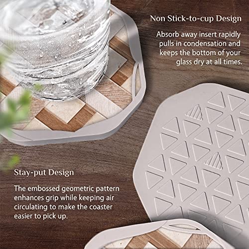 UMIRRO Absorbent Felt Coasters for Drinks, Rustic Farmhouse Cup Coaster for Coffee Table Decor, Small Unique Birthday Gift Ideas for Men, Dad, Him, Women Mom, Her, 4", Brown, Set of 4 - Image 5