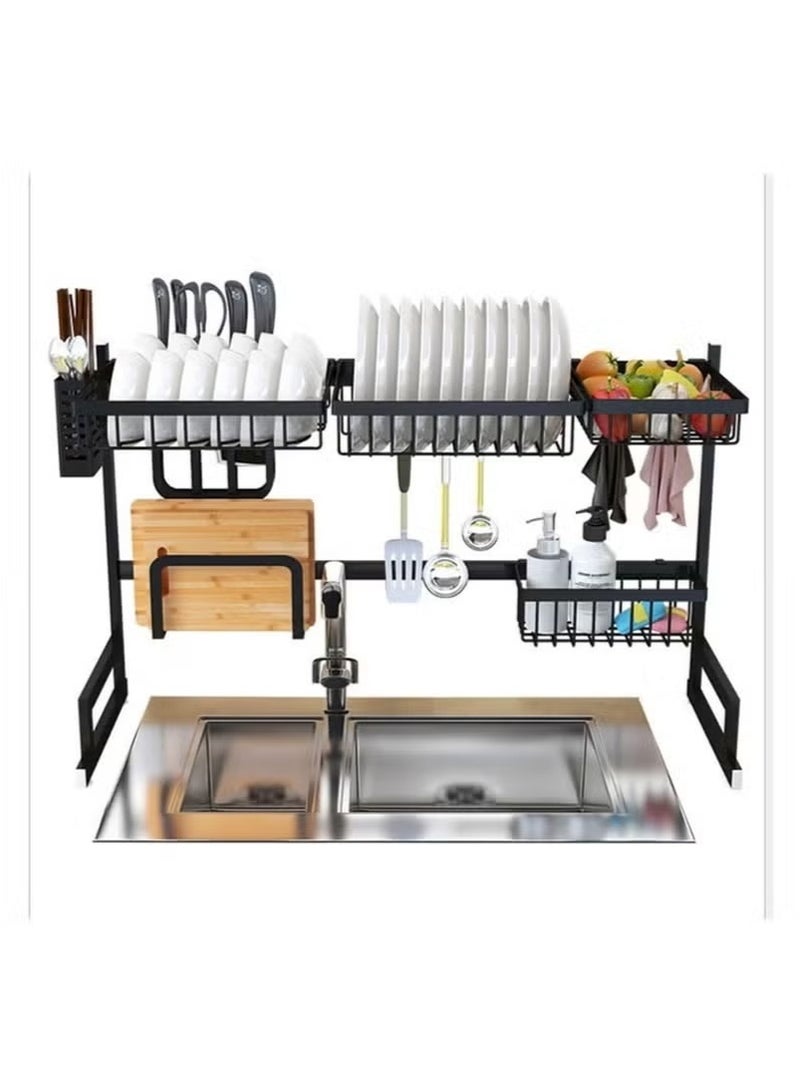 Zaros Shelf For Kitchen Supplies Storage Counter Organizer Utensils Holder Rack Over Sink Black 65cm - Image 4