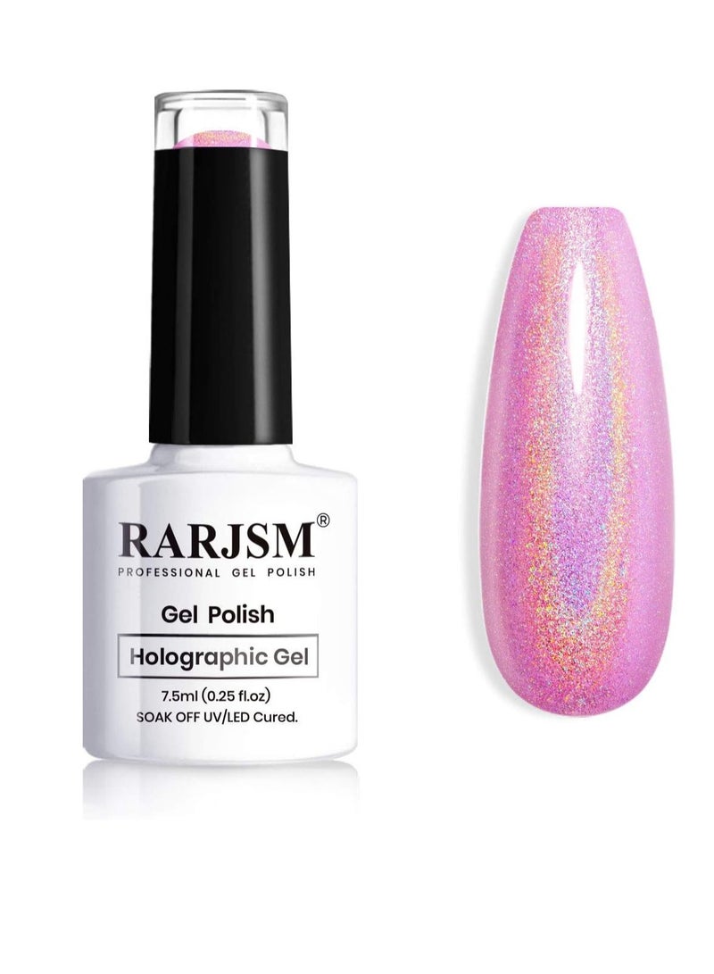 RARJSM Holographic Nail Polish Glitter Gorgeous Glossy 1PCS 7.5ML Purple Nail Polish Nail Lamp Required for Starter Gel Manicure DIY Home RAR70 - Image 1