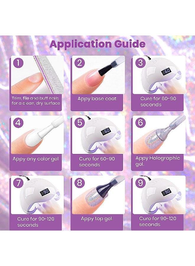 RARJSM Holographic Nail Polish Glitter Gorgeous Glossy 1PCS 7.5ML Purple Nail Polish Nail Lamp Required for Starter Gel Manicure DIY Home RAR70 - Image 4