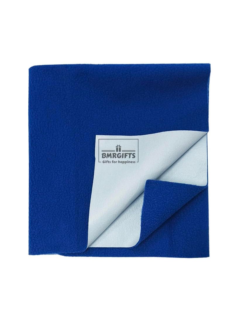 BMRGIFTS BMRGIFTS Cotton Extra Absorbent Waterproof Quick Dry Sheet for Baby Anti Piling Fleece Washable Mattress Protector Bed Protector Sheet for Toddler Children Single Bed Size 140x220 cm Royal Blue  - Image 2