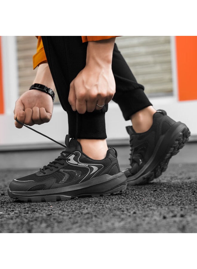 Pull Back Warrior Men's Mesh Casual Dad Shoes  New Lightweight Running Shoes Wxy5211 Black Grey Size 39 - Image 1