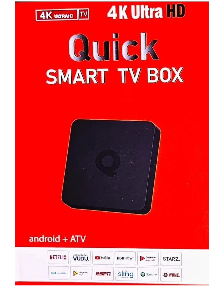 QUICK Quick Smart TV Box 2025| Android 10 With 4k Ultra HD| Ram 4GB & Rom 128GB  - Image 1