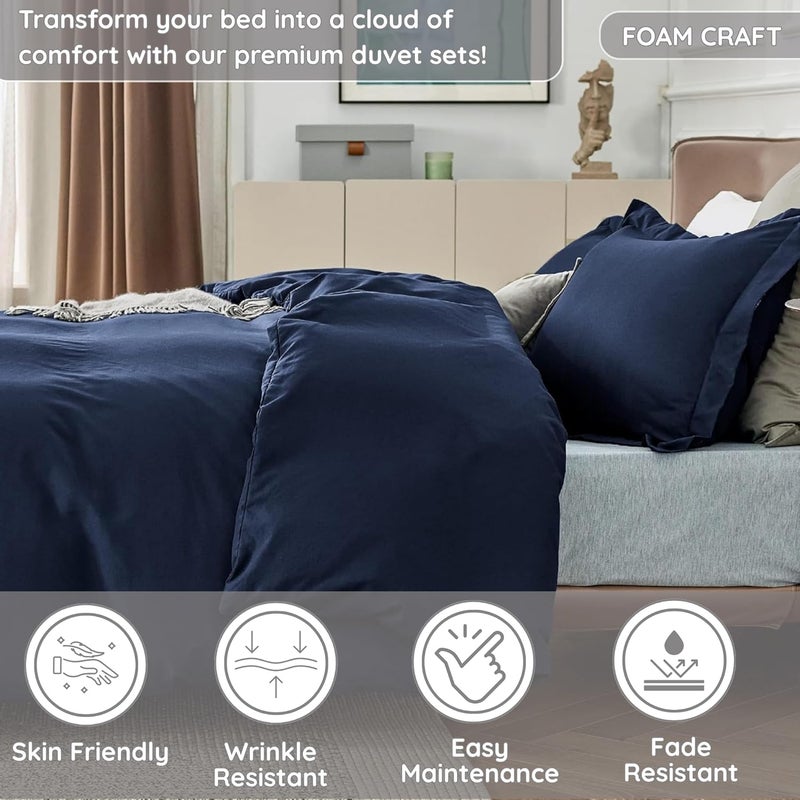 FOAM CRAFT® 3-Piece Duvet Cover Set - Hotel Quality, Navy, Twin XL - Image 4