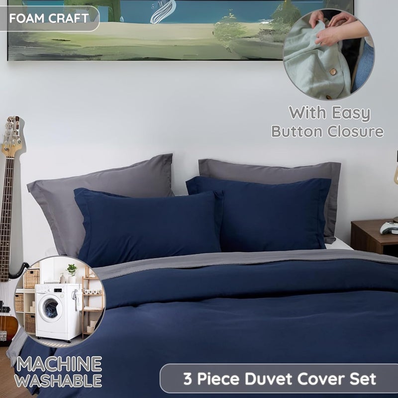 FOAM CRAFT® 3-Piece Duvet Cover Set - Hotel Quality, Navy, Twin XL - Image 5