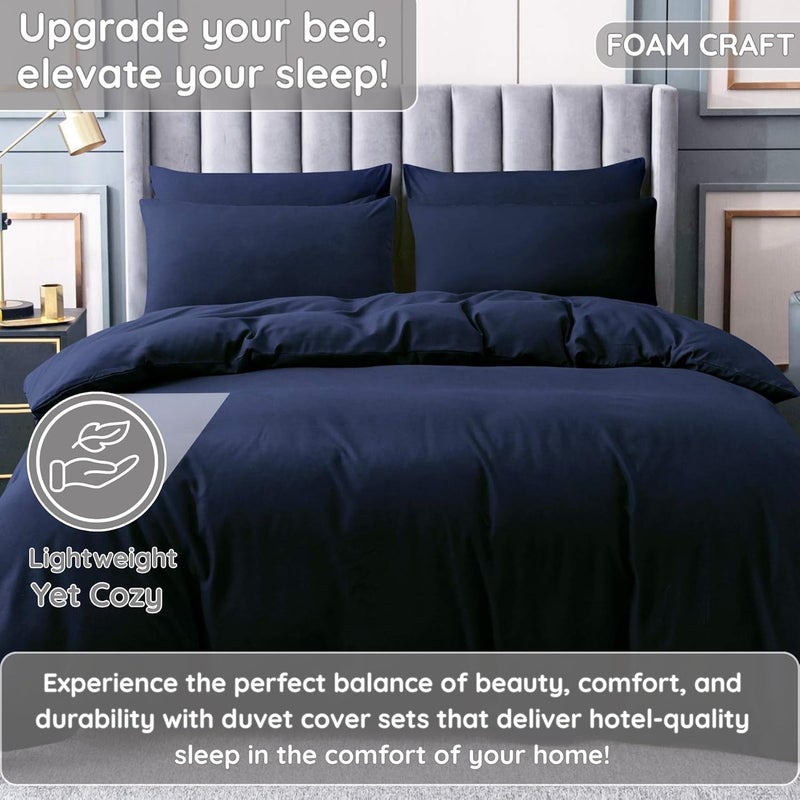 FOAM CRAFT® 3-Piece Duvet Cover Set - Hotel Quality, Navy, Twin XL - Image 3