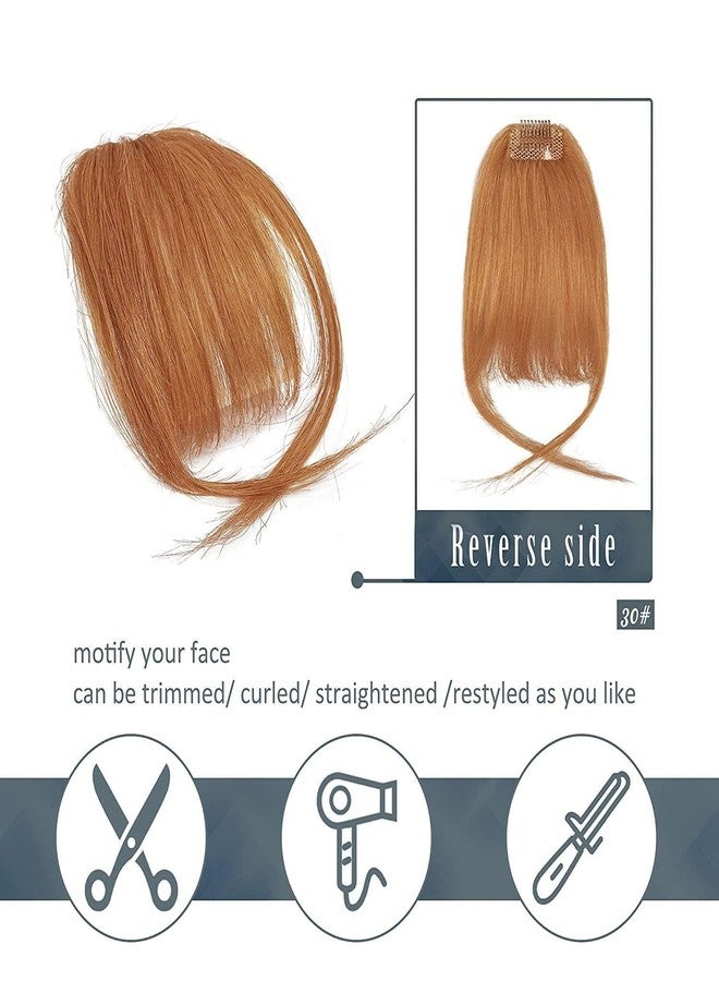 BARSDAR Real Human Hair Clip in Bangs - 100% Human Hair Clip in Bangs for Women - Auburn Wispy Bangs Extensions Fringe with Temples Dyeable Real Hair Bangs Hairpieces - Auburn - Image 3