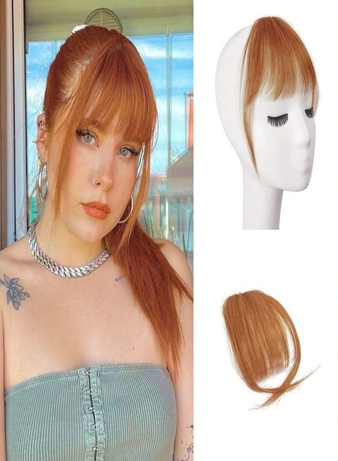 BARSDAR Real Human Hair Clip in Bangs - 100% Human Hair Clip in Bangs for Women - Auburn Wispy Bangs Extensions Fringe with Temples Dyeable Real Hair Bangs Hairpieces - Auburn - Image 1