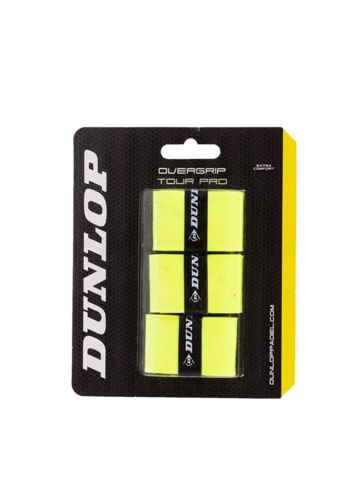 DUNLOP DUNLOP Tour Pro Padel Overgrip - High Performance, Durable, Polyurethane Overgrip for Maximum Feel - Lemon Tree, Unisex, One Size, Used by WPT Professionals 