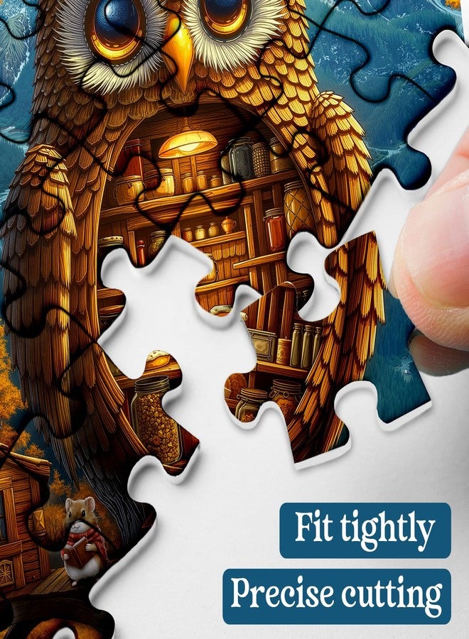 PPuzzling Autumn Owl Puzzles for Adults 1000 Pieces, Fantasy Forest Bird Tree House Jigsaw Puzzles, Nature Animal Colorful Tree of Life Puzzle - Image 3
