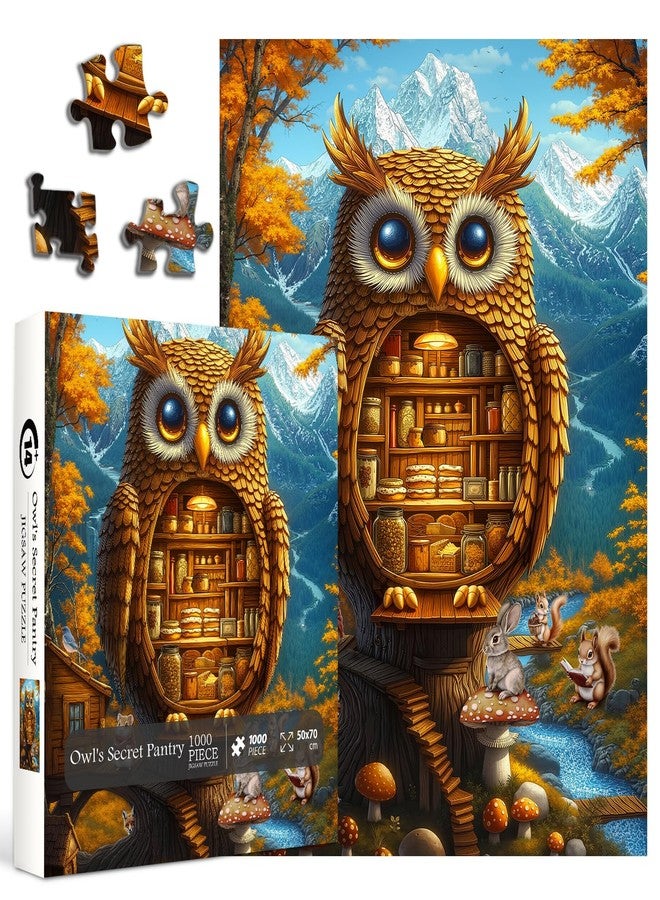 PPuzzling Autumn Owl Puzzles for Adults 1000 Pieces, Fantasy Forest Bird Tree House Jigsaw Puzzles, Nature Animal Colorful Tree of Life Puzzle - Image 2