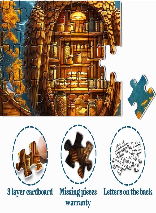PPuzzling Autumn Owl Puzzles for Adults 1000 Pieces, Fantasy Forest Bird Tree House Jigsaw Puzzles, Nature Animal Colorful Tree of Life Puzzle - Image 5