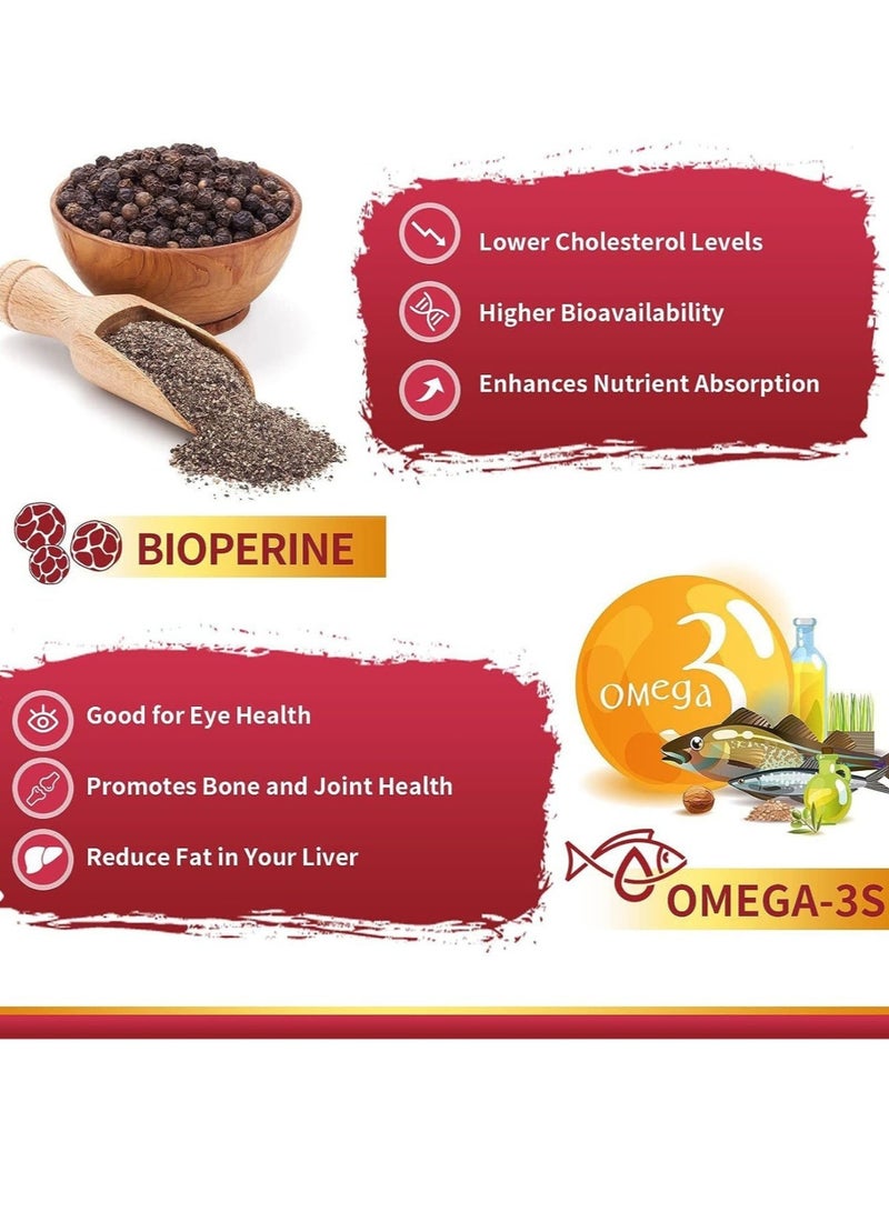 دهاب Coq10300Mgsoftgels مع Pqq Bioperine Omega3 120 حصة الإنزيم المساعد Q10 Ubiquinone الملحق لامتصاص عالي، دعم قوي لمضادات الأكسدة، صحة القلب، إنتاج الطاقة - Image 3