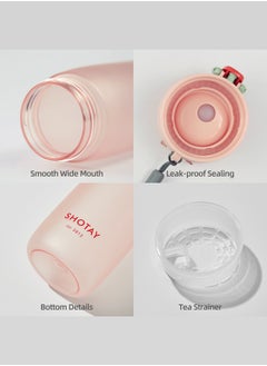 SHOTAY SHOTAY 600 ML Kids & Adults Water Bottles Reusable Leak Proof BPA-Free with Lockable & Fast Flow, One Click Open. For Children School, Office, Gym, Outdoor and Sports White.  - Image 3