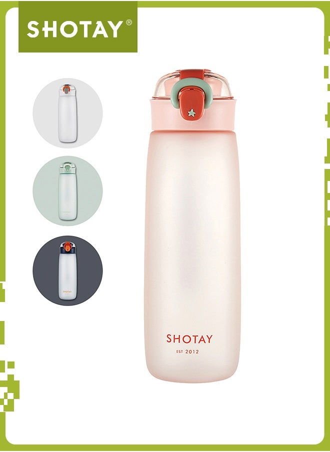 SHOTAY SHOTAY 600 ML Kids & Adults Water Bottles Reusable Leak Proof BPA-Free with Lockable & Fast Flow, One Click Open. For Children School, Office, Gym, Outdoor and Sports White.  - Image 1