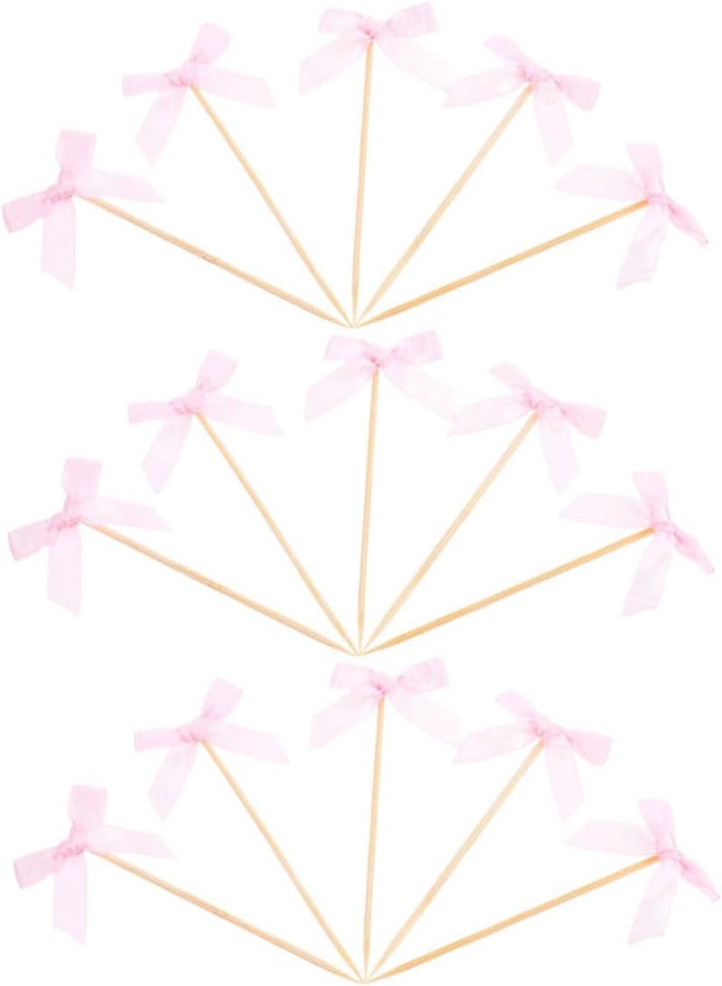 ABOOFAN 50pcs Bowknot Cake Picks Stylish Bowknot Cake Decorations for Baking Party Desserts - Image 1