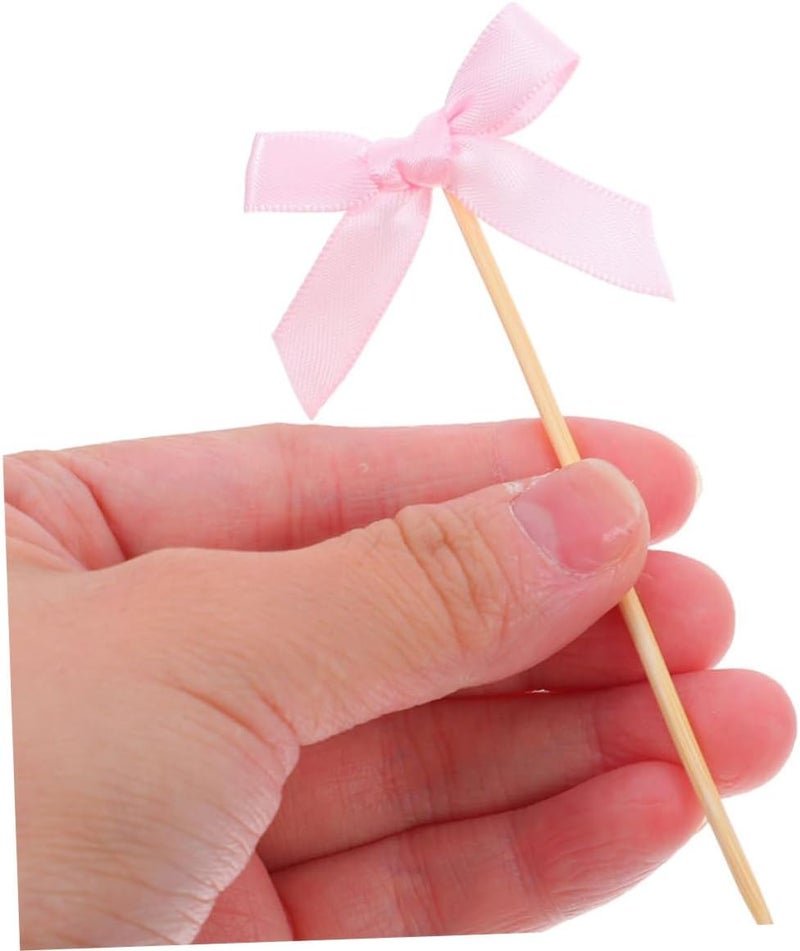 ABOOFAN 50pcs Bowknot Cake Picks Stylish Bowknot Cake Decorations for Baking Party Desserts - Image 3
