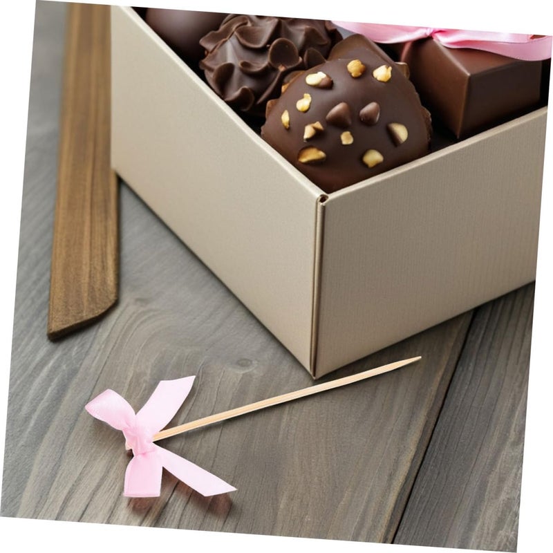 ABOOFAN 50pcs Bowknot Cake Picks Stylish Bowknot Cake Decorations for Baking Party Desserts - Image 4