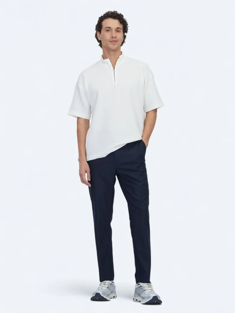 Kip Ecru Patterned Turtleneck T-Shirt